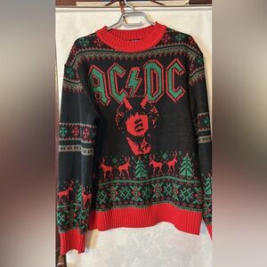 Man’s Large AC/DC Festive Black and Red Sweater